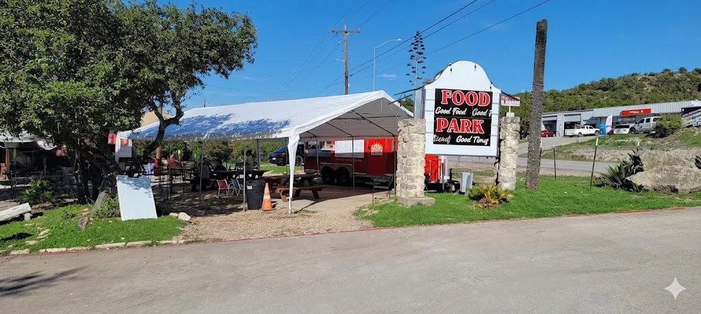 Food truck park outdoor seating